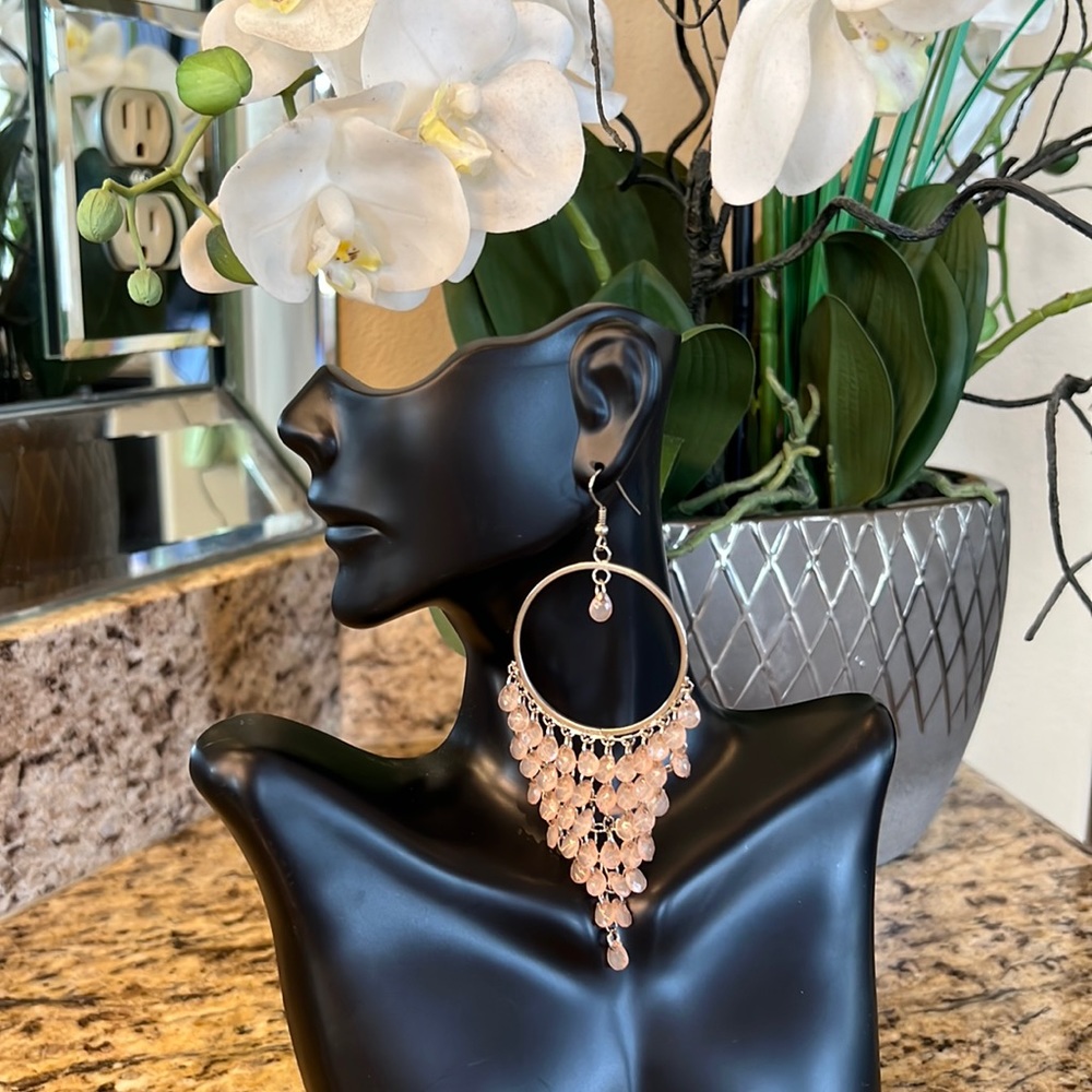Macy’s pink and silver fashion earrings